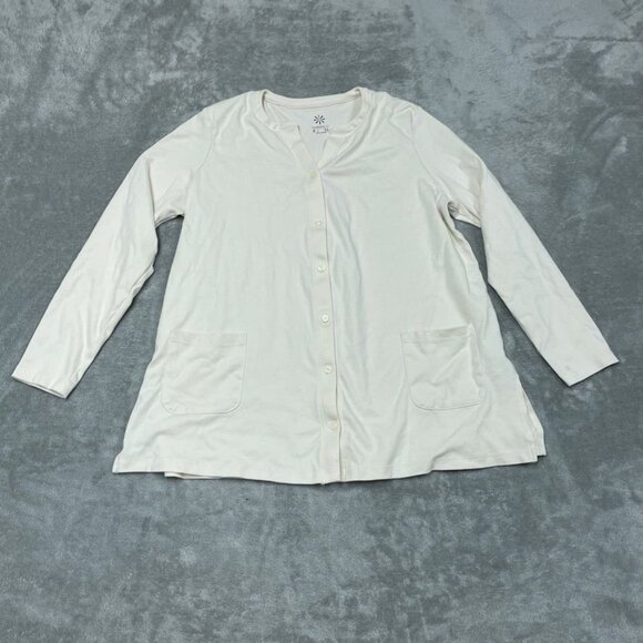 Isaac Mizrahi Live Essentials Button Front Cardigan L *flaw* a0563 - Picture 1 of 8